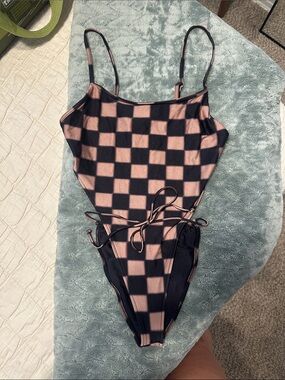 Rare Limited Edition Frankie's Bikinis x Alo Checkerboard One-Piece Swimsuit
